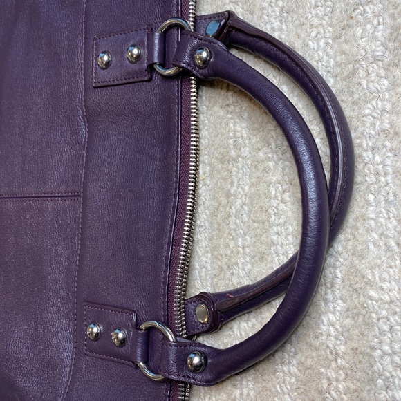 FRANKLIN COVEY Leather Aubergine Crossbody Shoulder Tote Computer iPad Tablet - Picture 10 of 16